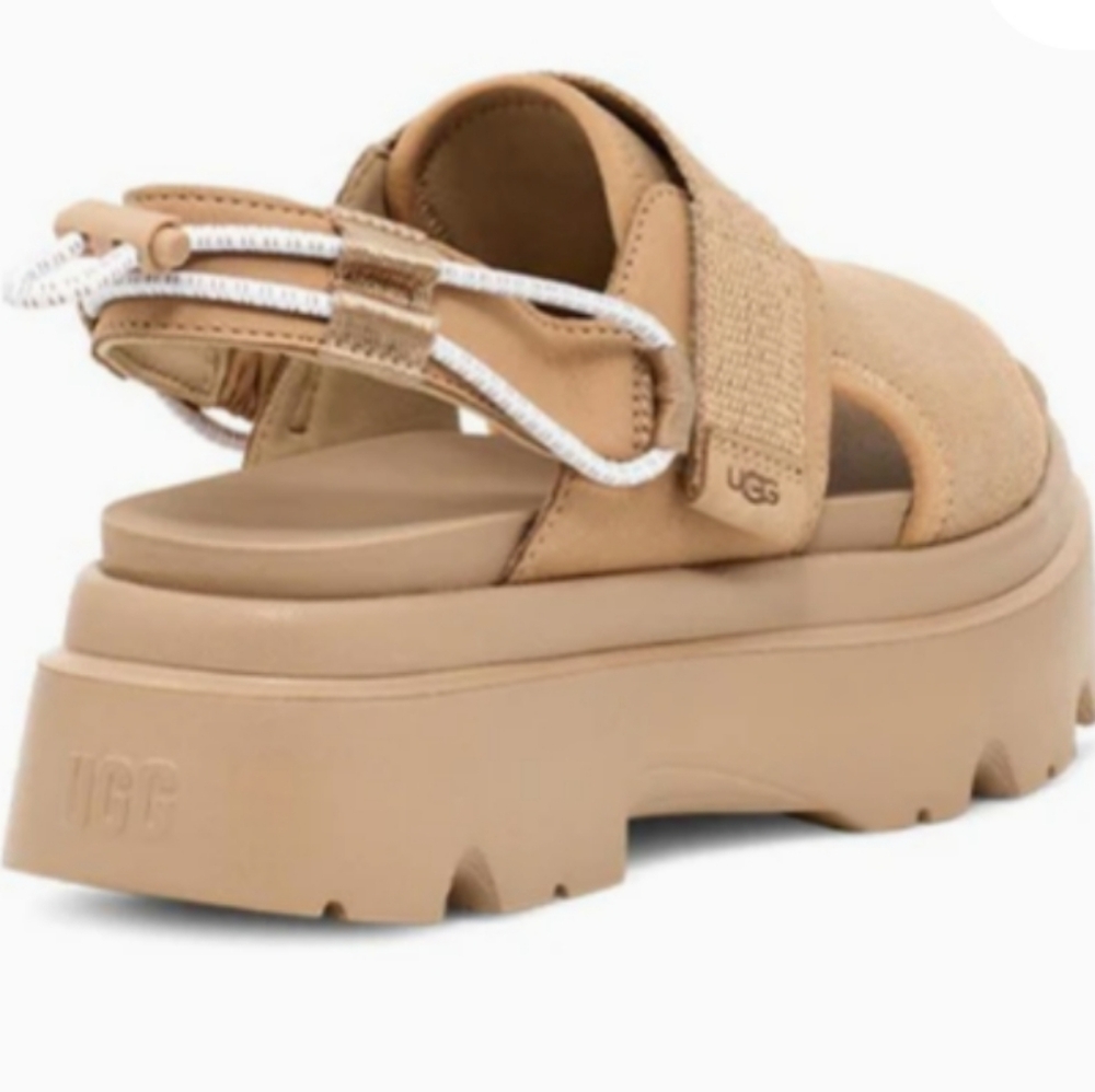 Ugg Cady Plateform Sandals In Sand Suede Leather Designer Summer Walking Shoe 78 - Picture 3 of 11